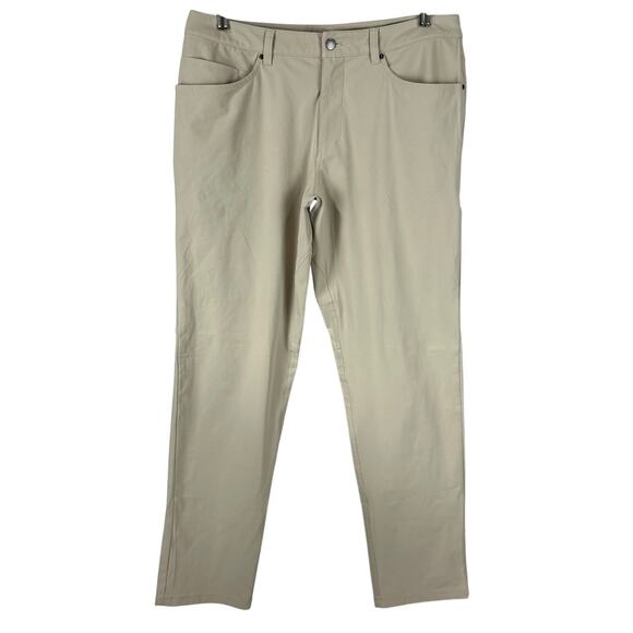 Lululemon ABC Classic Fit Pant 32" Warpstreme Khaki Men's Size 34 EUC - Picture 1 of 8